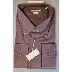 Camicissima Slim Fit Men's Dress Shirt Brown 100% Cotton Long Sleeve Size 50